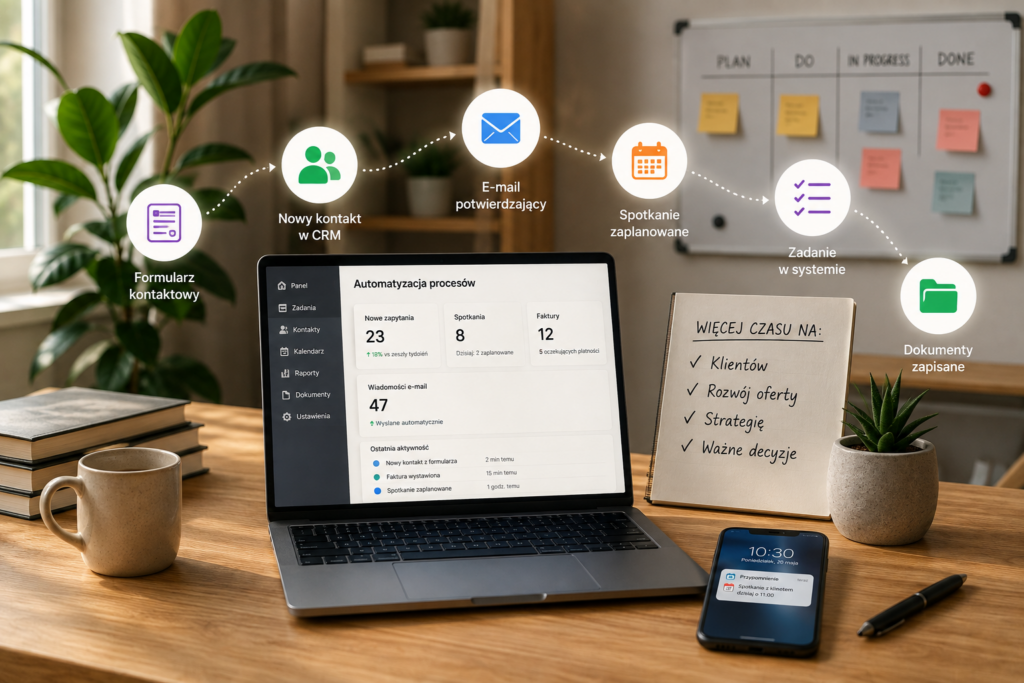 Workflow automatyzacji łączący aplikacje w małej firmie